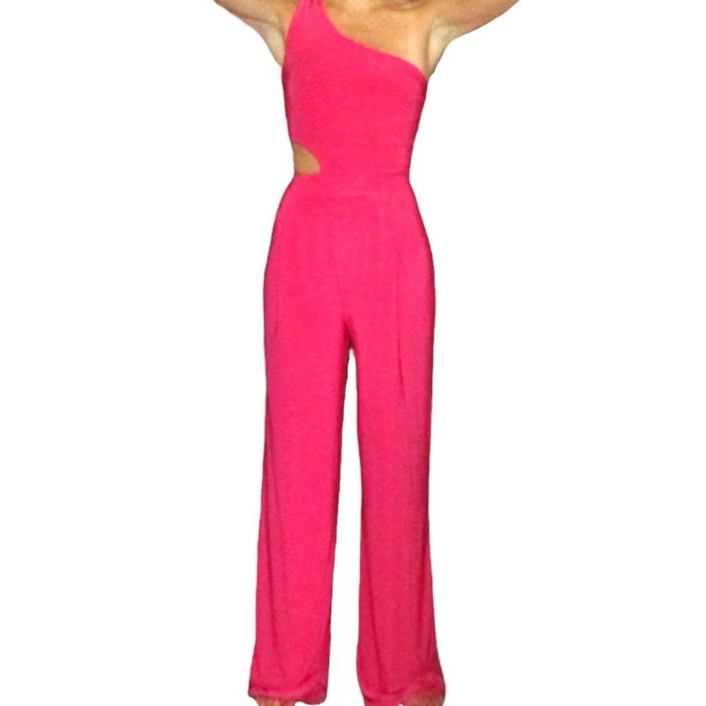 Pink slinky jumpsuit with cut out